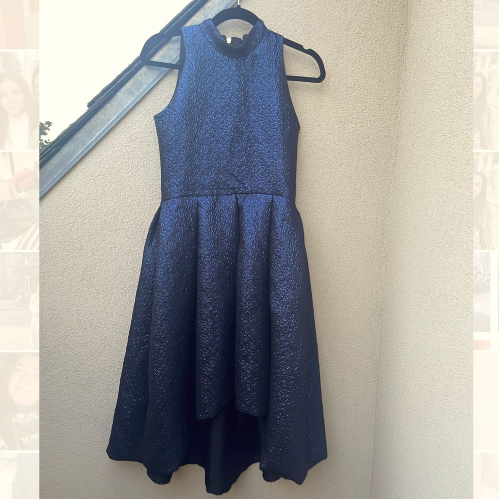 ZOE Ltd girl’s metallic royal blue metallic high-low formal party dress size 16
